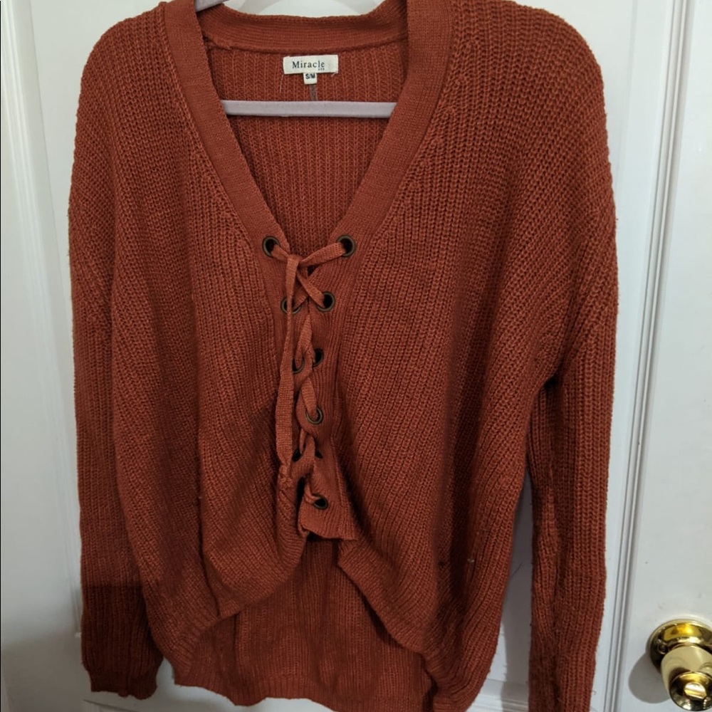 Burnout orange sweater